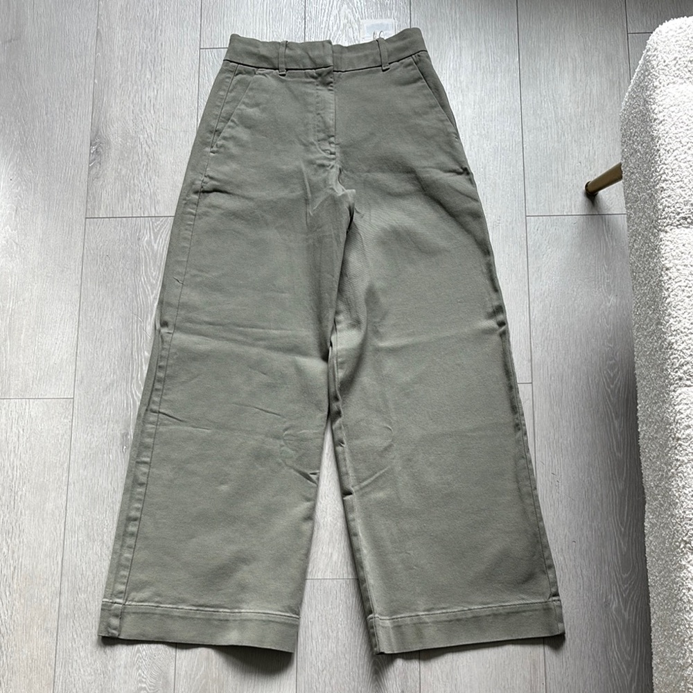 Everlane Organic Cotton Wide Leg Twill Trouser Pants Sz 0